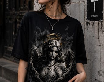 Dark Angel PNG, Gothic Angel PNG, Fallen Angel Shirt Design, Dark Fantasy Sublimation PNG, Gothic Graphic Tee Digital Download
