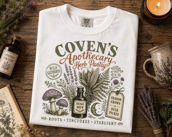 Coven's Apothecary PNG | Witch Herb Pantry Sublimation | Cottagecore Botanical Shirt Design | Halloween Witchy PNG | Digital Download