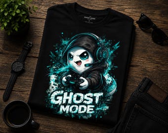 Ghost Mode PNG, Cute Gamer Ghost Shirt Design, Gaming PNG, Gaming T-Shirt Graphic, Sublimation PNG, Digital Download, Cricut File