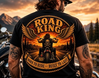Road King Motorcycle PNG, Born To Ride Built To Last, Biker Club Style Shirt Design, Digital Download, Retro Biker PNG