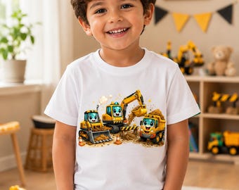 Construction Truck PNG Bundle, Cute Excavator Clipart, Kids Construction Design, Digger PNG, Instant Download