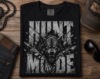 Hunt Mode Wolf PNG | Fierce Wolf Shirt Design | Hunting Sublimation PNG | Alpha Wolf Graphic | Outdoor Digital Download