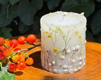 Handmade Clear Botanical Scented Candle  Dried Flower Embedded Transparent Aromatherapy Candle