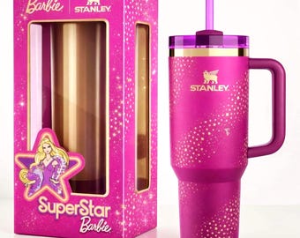 STANLEY x Barbie 1970s Superstar Tumbler 40oz Quencher / In Hand.