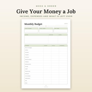 Budget Planner Printable, Monthly Bill Tracker, Savings, Debt Payoff, Expense Log, A4 Letter immagine 2