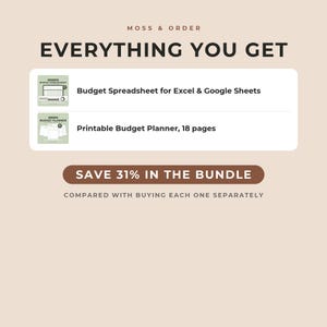 Complete Money Bundle, Budget Spreadsheet for Excel and Google Sheets and Printable Budget Planner, Bill, Savings and Debt Tracker image 2