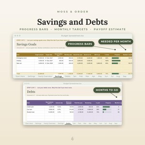 Budget Spreadsheet for Excel and Google Sheets, Monthly & Yearly Budget Planner, Expense Tracker, Savings and Debt Payoff, Auto Filling image 4