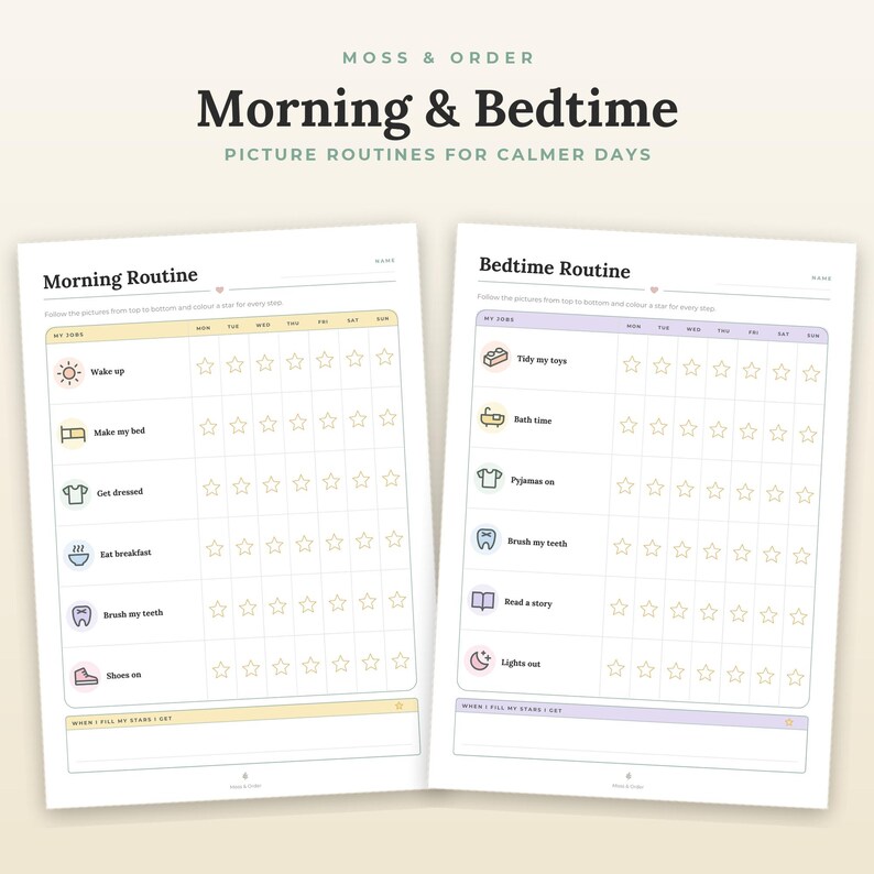 Kids Chore Chart Printable, Toddler Picture Routine, Star Rewards, Family Jobs, Ages 3-12 image 4