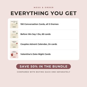 Ultimate Couples Bundle, 276 Printable Conversation Cards, Date Night Questions, Couples Advent Calendar, Valentine Cards, Gift image 2