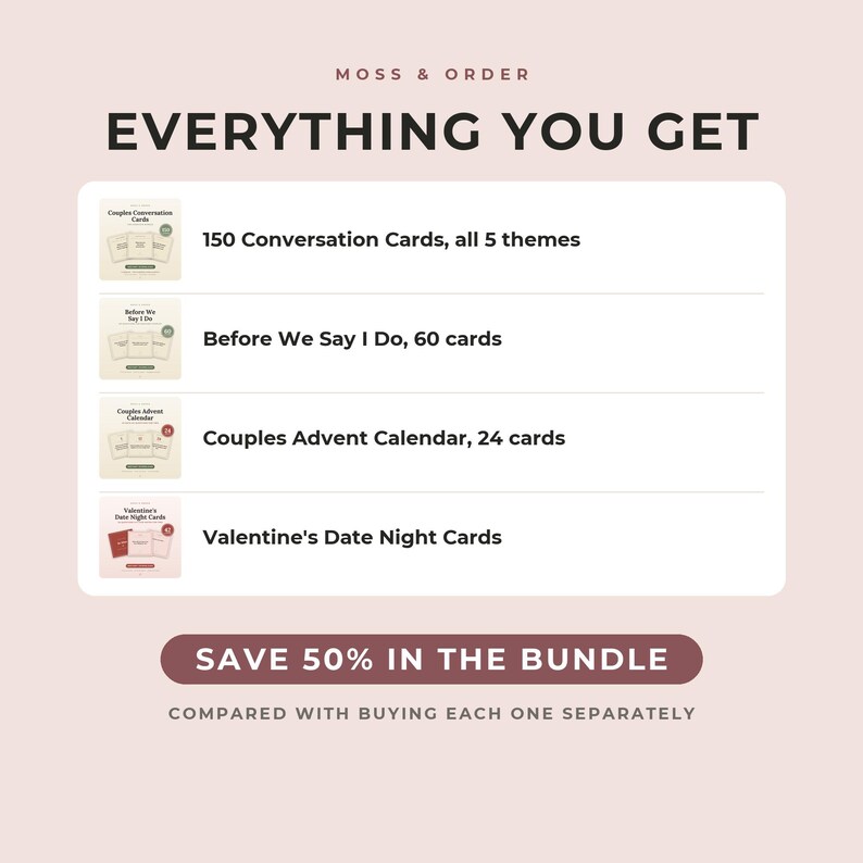 Ultimate Couples Bundle, 276 Printable Conversation Cards, Date Night Questions, Couples Advent Calendar, Valentine Cards, Gift image 2
