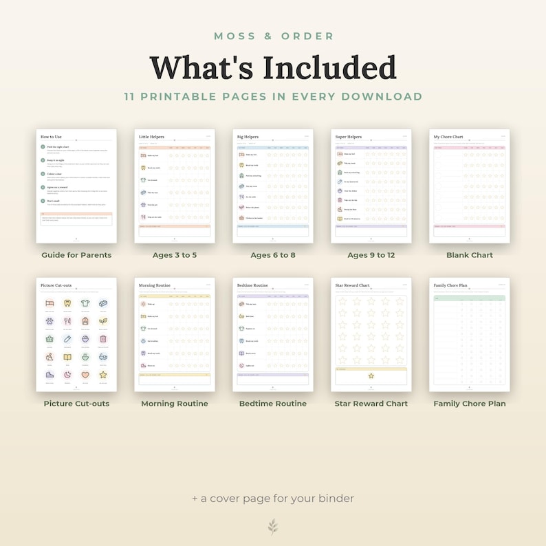 Kids Chore Chart Printable, Toddler Picture Routine, Star Rewards, Family Jobs, Ages 3-12 image 5