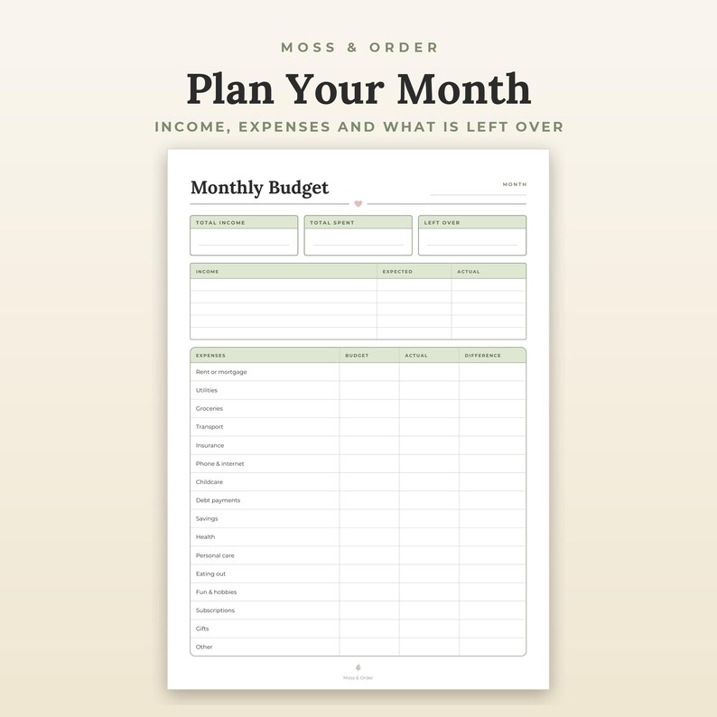 Monthly Budget Printable, Expense Tracker, Weekly Spending Log, Simple Finance Sheet, A4 Letter imagen 2