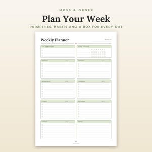 Home Organization Bundle Printable, Weekly Planner, Cleaning Schedule, Meal Planner, Grocery List image 3