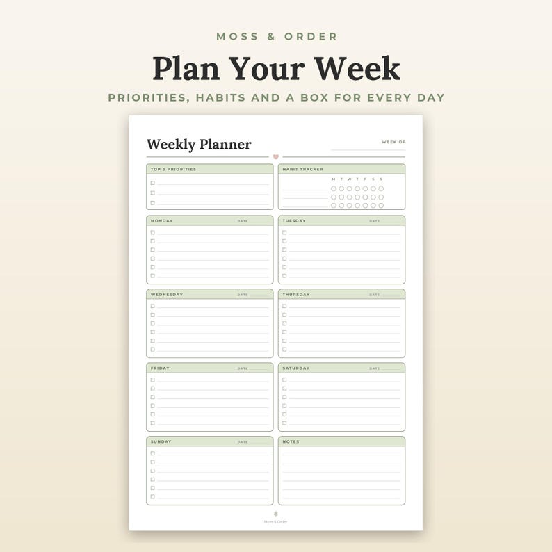 Home Organization Bundle Printable, Weekly Planner, Cleaning Schedule, Meal Planner, Grocery List image 3