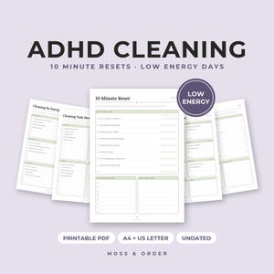 ADHD Cleaning Checklist Printable, 10 Minute Tidy, Low Energy Chores, Room Reset, A4 Letter imagen 1