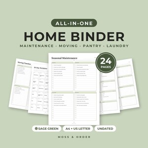 Ultimate Home Bundle Printable, Weekly Planner, Cleaning Schedule, Meal Planner, Home Binder, Kids Chore Chart, Sage, A4 Letter image 6