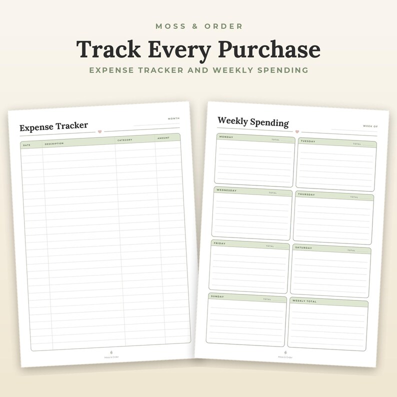 Monthly Budget Printable, Expense Tracker, Weekly Spending Log, Simple Finance Sheet, A4 Letter imagen 3