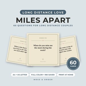 Long Distance Relationship Gift, 60 Printable Questions for Couples, Video Date Night Ideas, LDR Conversation Cards, Care Package