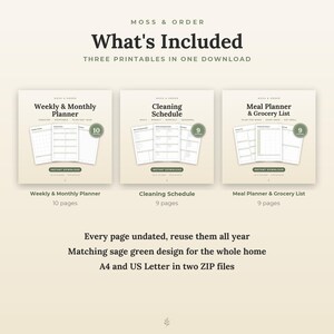 Home Organization Bundle Printable, Weekly Planner, Cleaning Schedule, Meal Planner, Grocery List image 2