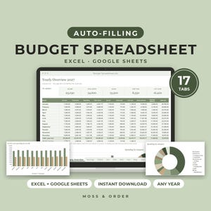 Complete Money Bundle, Budget Spreadsheet for Excel and Google Sheets and Printable Budget Planner, Bill, Savings and Debt Tracker image 3