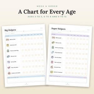 Kids Chore Chart Printable, Toddler Picture Routine, Star Rewards, Family Jobs, Ages 3-12 image 3