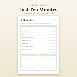 ADHD Cleaning Checklist Printable, 10 Minute Tidy, Low Energy Chores, Room Reset, A4 Letter imagen 2