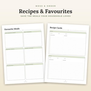 Druckbarer Speiseplan, Wochenmenü, Einkaufsliste, Rezeptkarten, Vorratskammer-Inventar, A4-Format Bild 4