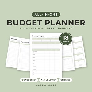 Complete Money Bundle, Budget Spreadsheet for Excel and Google Sheets and Printable Budget Planner, Bill, Savings and Debt Tracker image 4