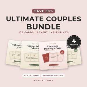 Ultimate Couples Bundle, 276 Printable Conversation Cards, Date Night Questions, Couples Advent Calendar, Valentine Cards, Gift