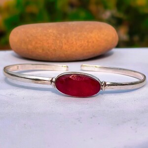 Ruby Bangle, 925 Sterling Silver, Handmade, Gemstone, Women, Jewelry Bangle, Anniversary Gift,