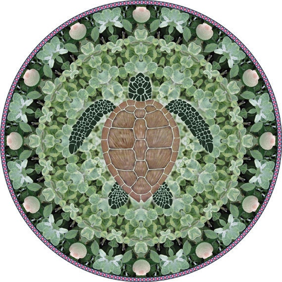 Items similar to Sea Turtle Mandala, Sea Turtle Art Print, Botanical ...