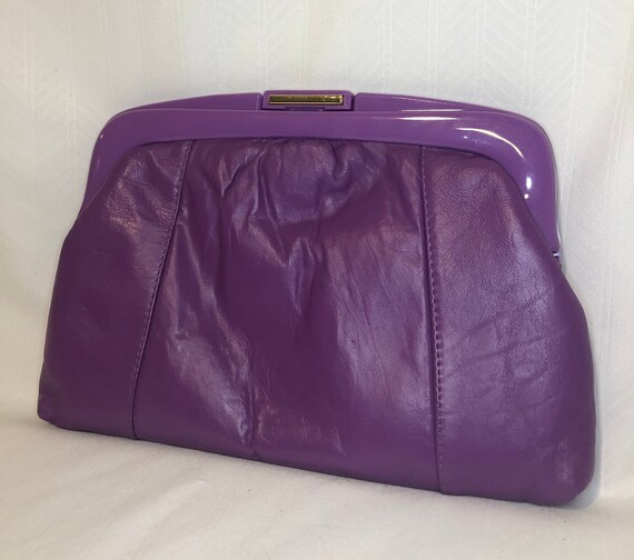 Amazing Electric Purple 80s Clutch with cute plas… - image 1