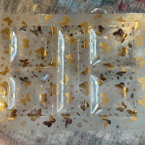 Vintage Georges Briard gold butterfly glass serving platter.