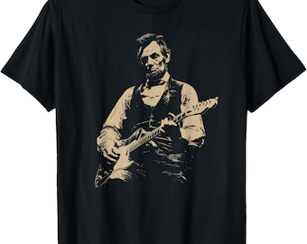 Abraham Lincoln Abe Lincoln Playing Guitar Retro Vintage Unisex T-Shirt