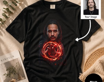 Comfort Colors Personalized Fantasy Sorcerer T-Shirt from Your Photo, Personalized Portrait Tee