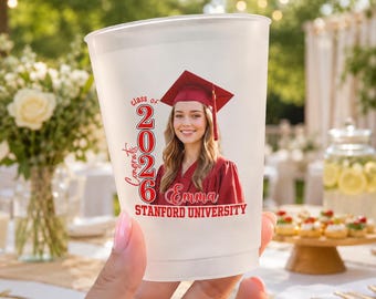 Personalized Graduation Photo Frosted Cups, Class of 2026 Party Drinkware