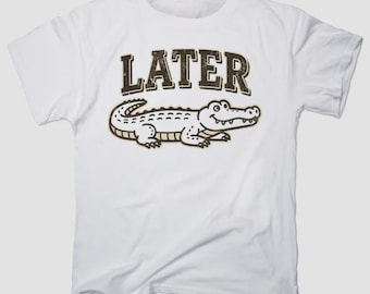 Later Alligator T-Shirt, Vintage Style Crocodile Graphic Tee, Casual Unisex T-Shirt