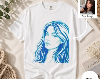 Comfort Colors Personalized Portrait T-Shirt from Your Photo, Custom Art Tee, Minimalist Unisex Shirt