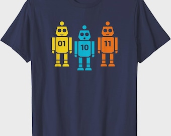 Funny Binary Code Robot 01 10 11 Tech Graphic Unisex T-Shirt