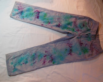 Girls Jeans, Jeans, Cotton Jeans, Hand dyed Jeans,  Girls size 10, 29 inseam, OOAK