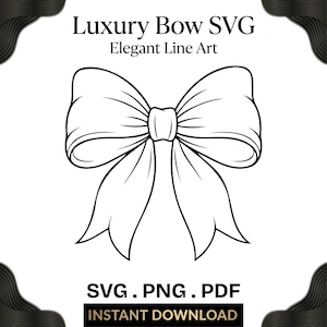 Luxuriöse Schleife (SVG), elegante Linienzeichnung, Hochzeitsdesign (SVG, PNG, PDF)