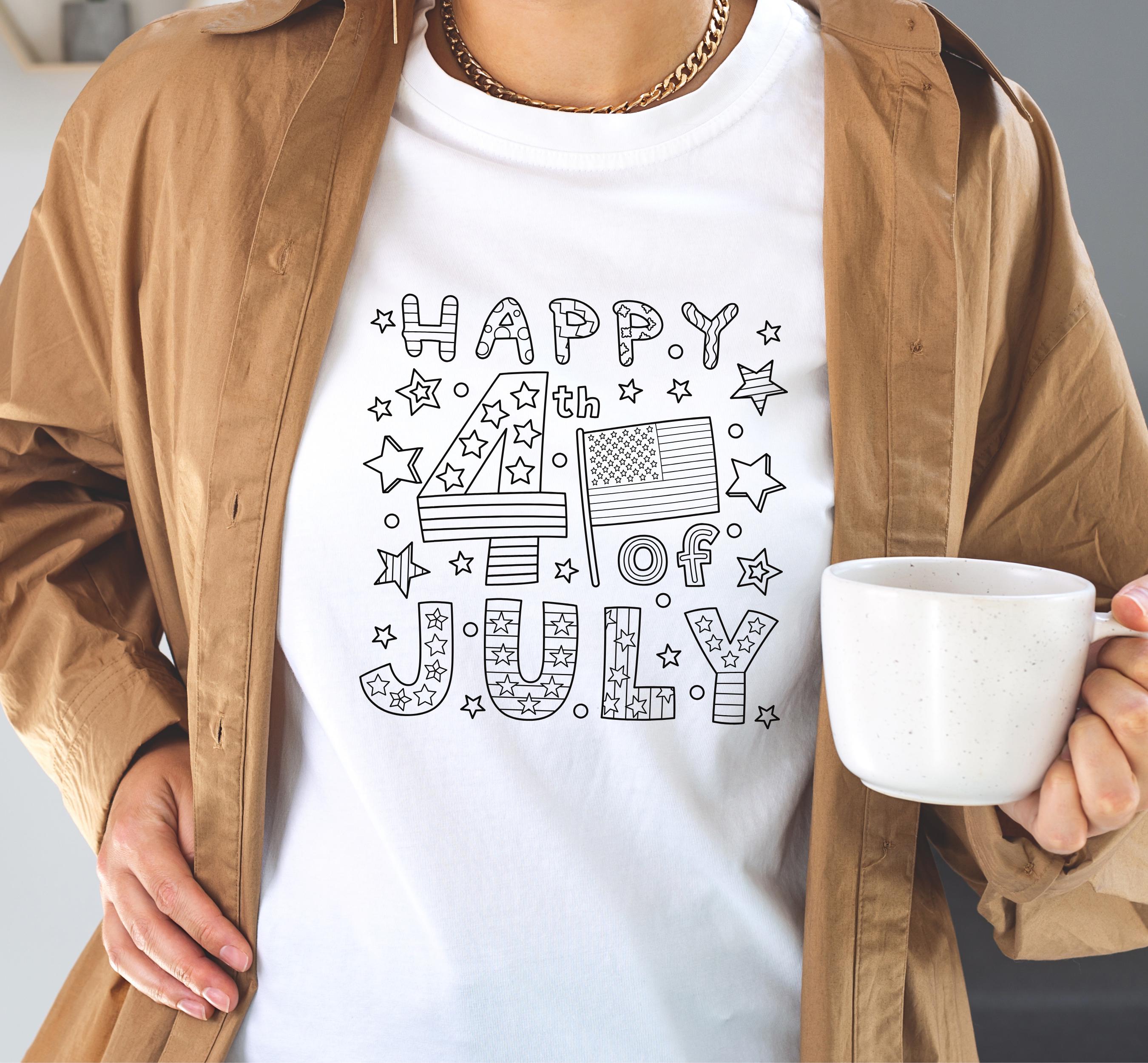 4th of July Coloring Page SVG PNG, Happy Independence Day Kids Activity ...