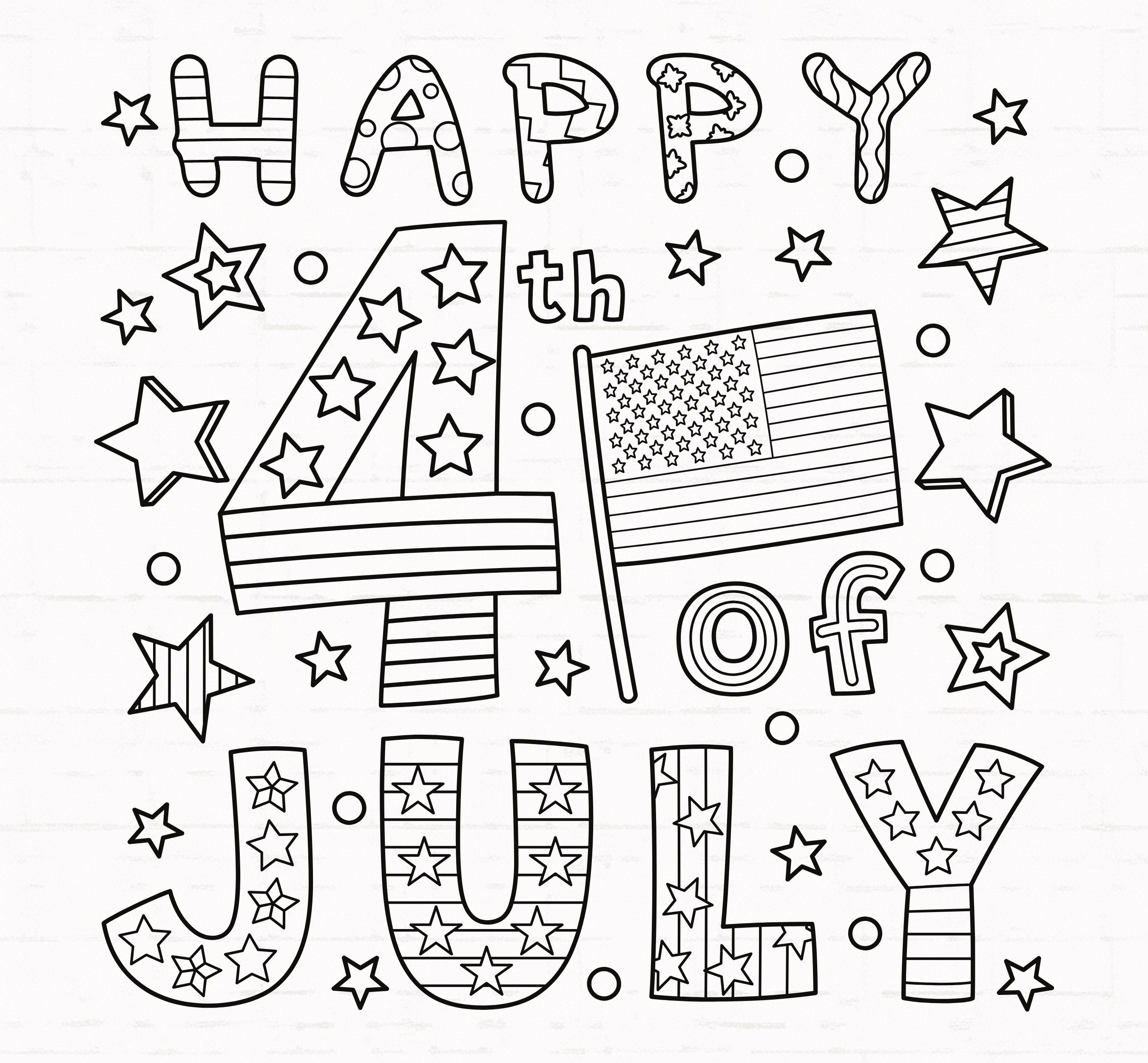 4th of July Coloring Page SVG PNG, Happy Independence Day Kids Activity ...
