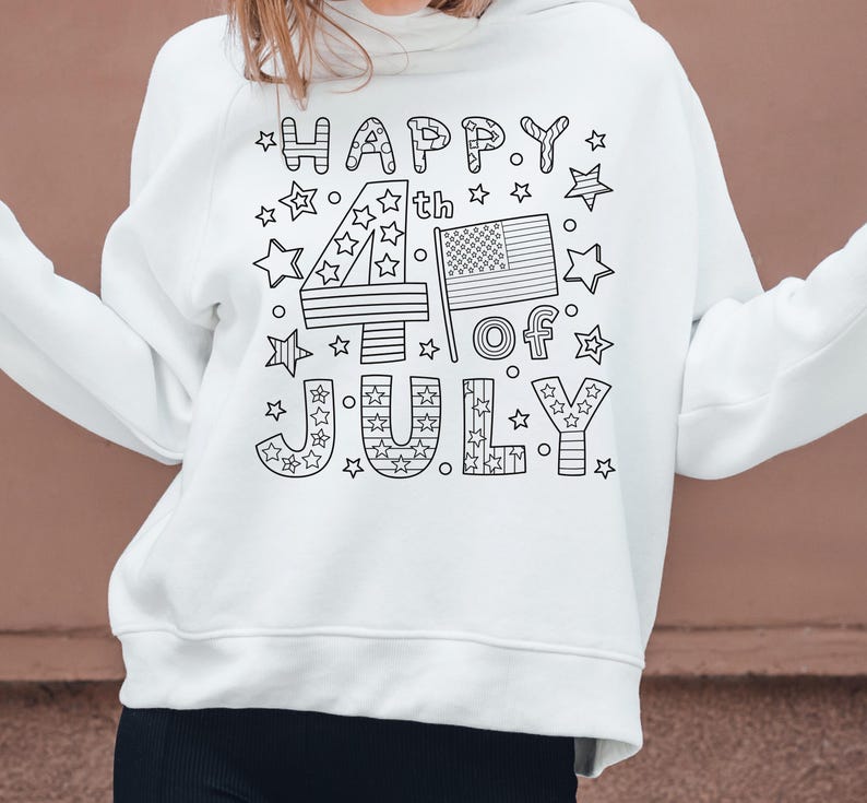 4th of July Coloring Page SVG PNG, Happy Independence Day Kids Activity ...