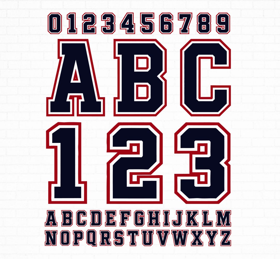 Varsity Font SVG Bundle PNG, College Athletic Alphabet Numbers Sports ...