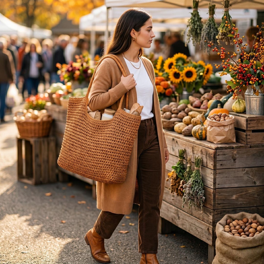 Large Woven Raffia Tote Bag | Chunky Crochet Straw Shoulder Bag | Camel ...
