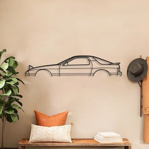 Cuadro metálico de pared RX7 FC GTU, silueta de coche deportivo JDM, decoración retro de coche de alto rendimiento, decoración de garaje, regalo automotriz para él.