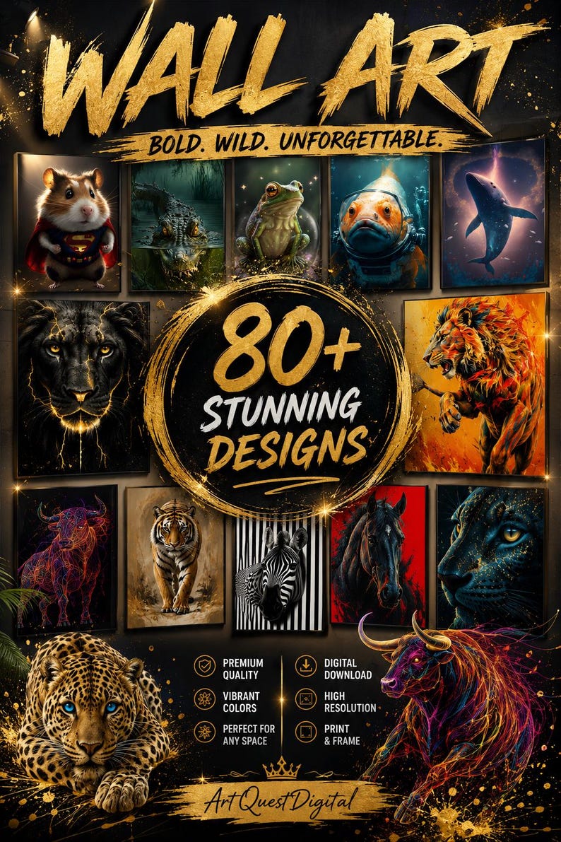 80 Animal Wall Art Bundle Printable Animal Prints Modern Wildlife 