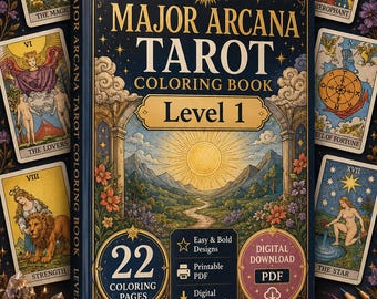 Major Arcana Tarot Malbuch | 22 Easy Bold Tarot-Seiten (Digitaler Download)