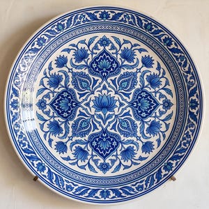 Jaipur Blue Pottery Floral Art Print, Indian Ceramic Tile Decor (Digital Download)